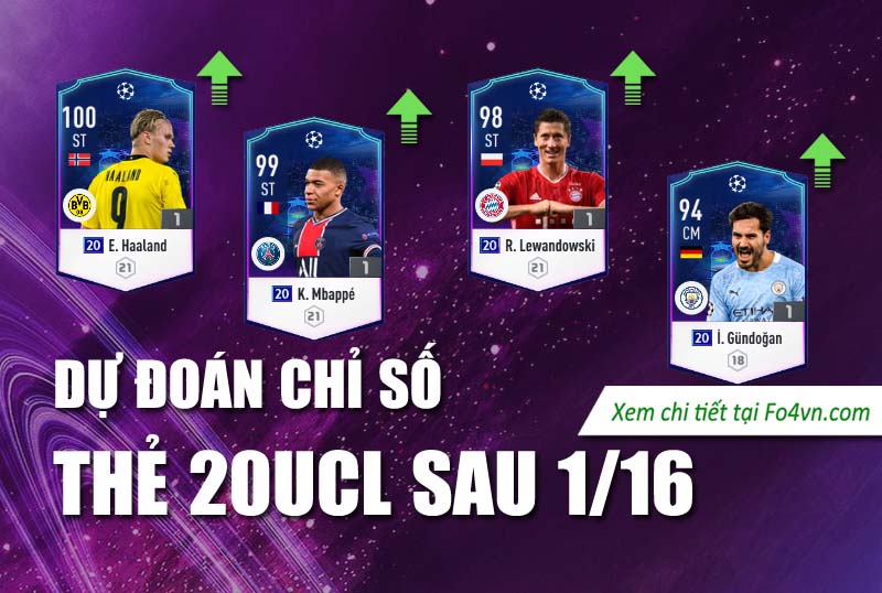 Dự đoán chỉ số của các cầu thủ 20UCL sau vòng 1/16