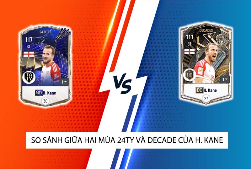 So sánh hai mùa giải DC và 24TOTY của Harry Kane trong FC Online