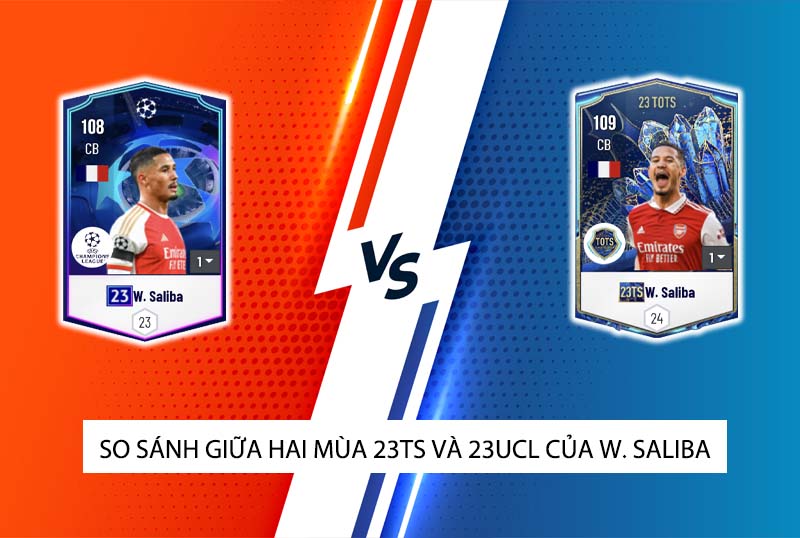 So sánh hai mùa giải 23TS và 23UCL của W. Saliba trong FC Online