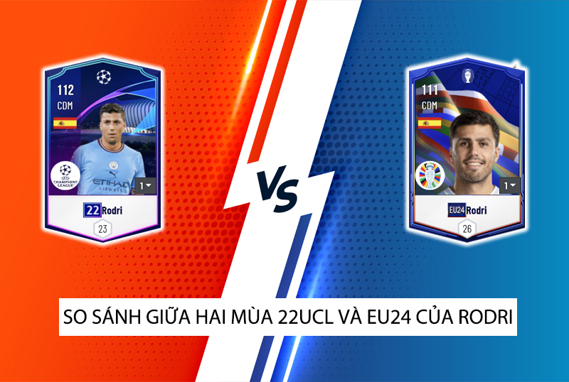 So sánh hai mùa giải 22UCL và EU24 của Rodri trong FC Online