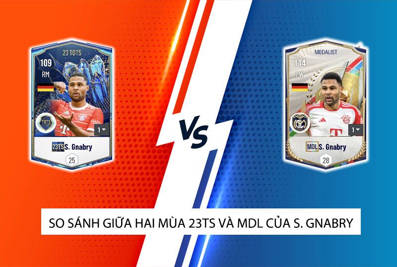 So sánh hai mùa giải 23TS và MDL của Serge Gnabry trong FC Online