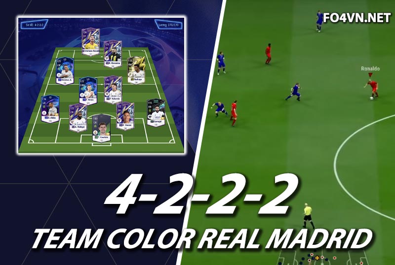 Chiến thuật FC Online : Sơ đồ 4222 ST/CF với team color Real Madrid